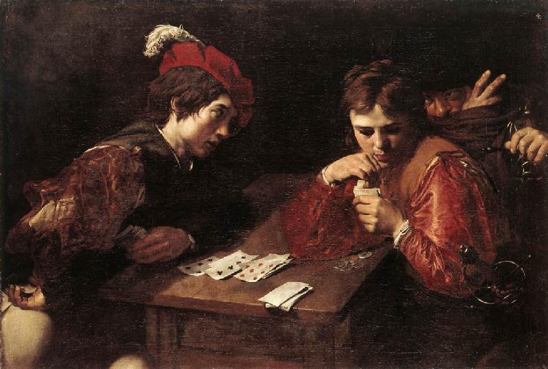 VALENTIN DE BOULOGNE Card-sharpers at Germany oil painting art